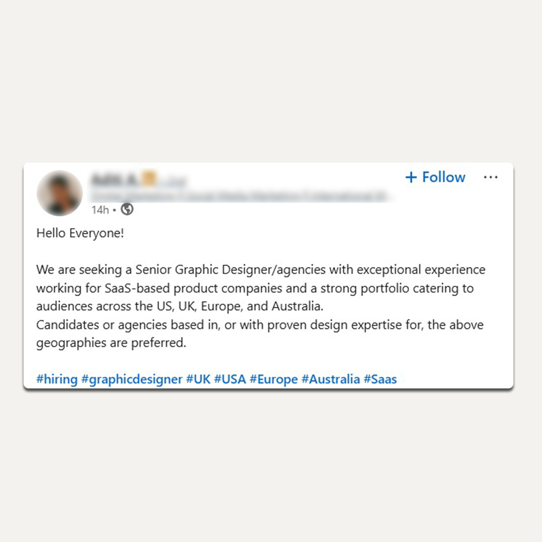 Design Services Lead Example